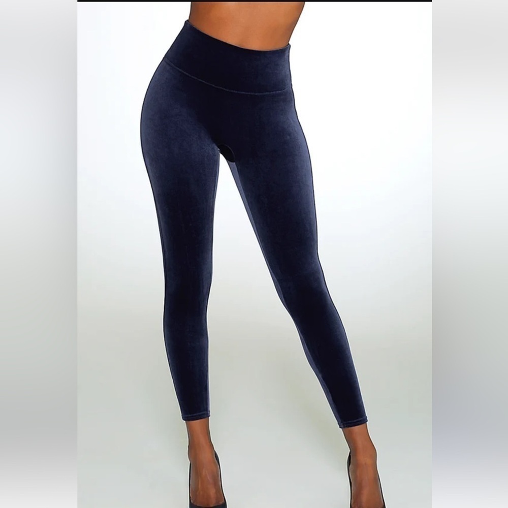 Spanx Velvet Leggings Size Medium Blue